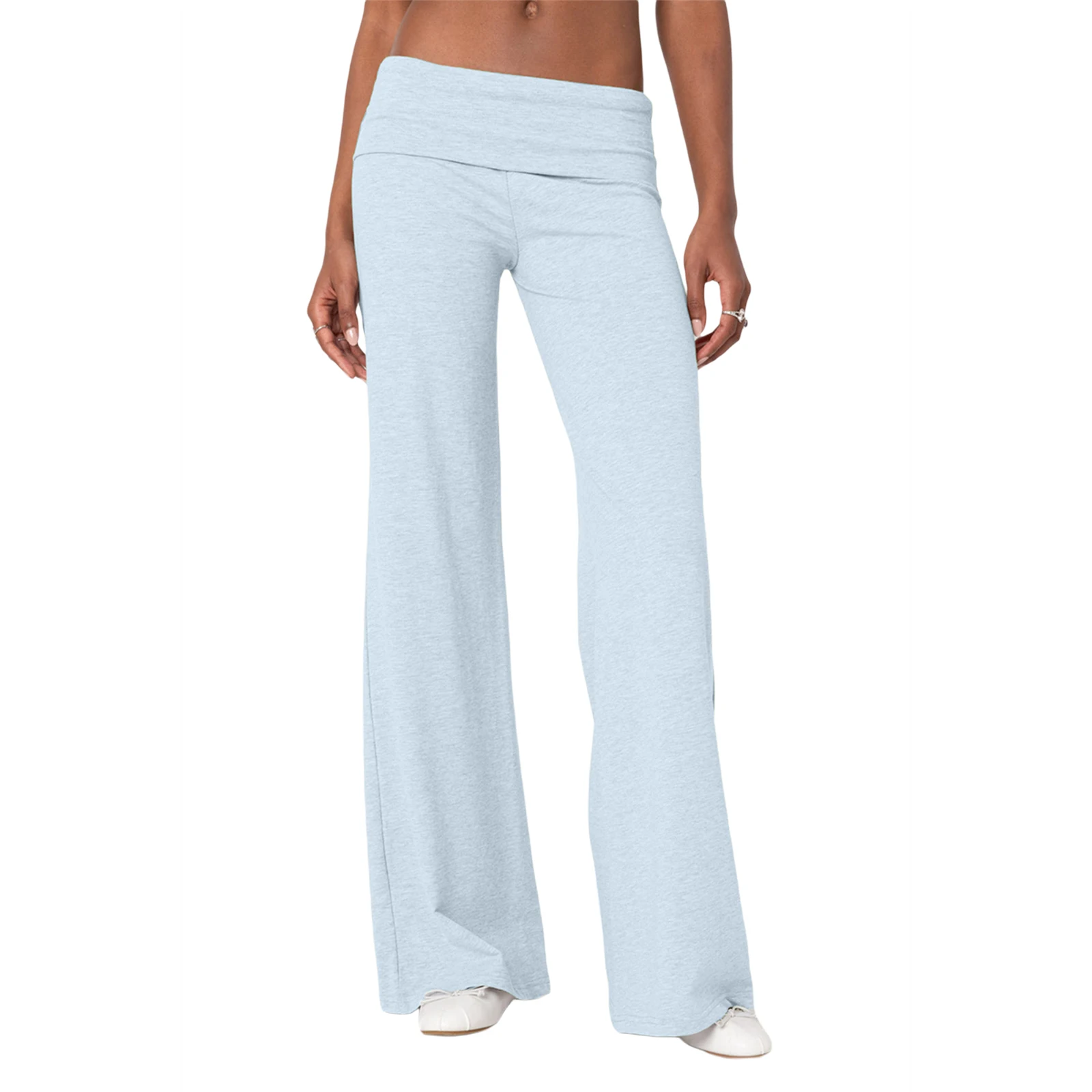 Casual Wide Leg Sweatpants for Women Fold Over Low Rise Flare Yoga Lounge Pants Back to School Clothes for Teen Girls Trousers 3