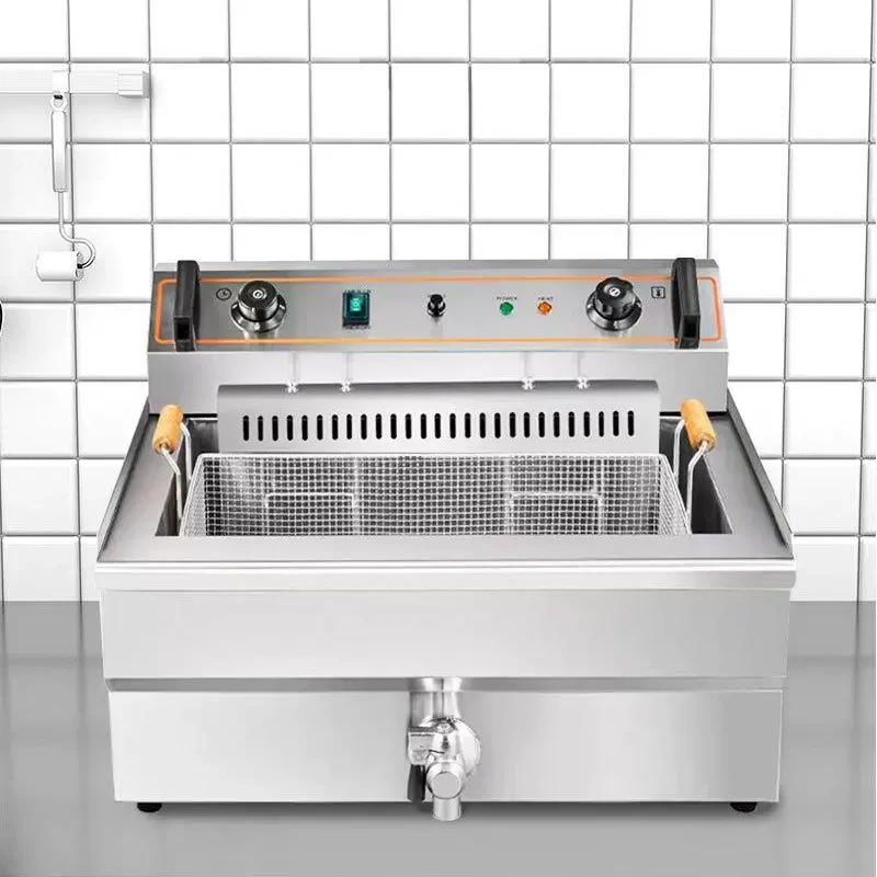 Deep Fryer with Basket Commercial 20L Electric Countertop Fryer Stainless Steel Deep Fryers French Fries Machine for Restaurant 4