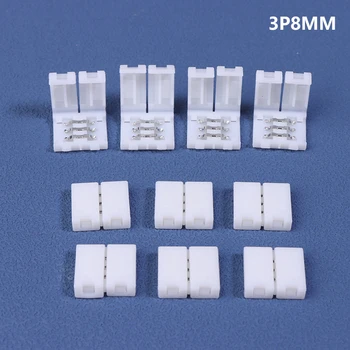 10ชิ้นขั้วต่อแถบไฟ LED 8มม. 10มม. 2Pin 3Pin 4Pin 3528 5050 RGB สีเดียวบอร์ด PCB บัดกรีลวดเชื่อมฟรีตัวเชื่อมต่อ 10