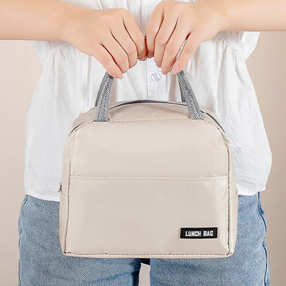 New solid color twill bento bag portable thermal bag thickened student lunch box bag bento bag meal bag