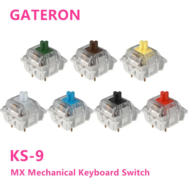 Механическая клавиатура с переключателями Gateron, флюоресцентная линейная тактильная совместимая с Cherry MX, 3 контакта, красный коричневый синий зеленый белый RGB