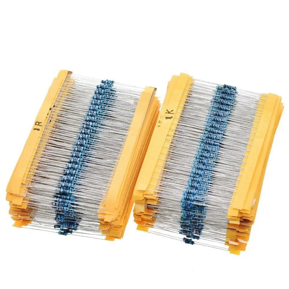 100pcs 1/4W Metal film resistor 1R ~ 1M 100R 220R 330R 1K 1.5K 2.2K 3.3K 4.7K 10K 22K 47K 100K 100 220 330 1K5 2K2 3K3 4K7 ohm metal film resistors metal film resistor