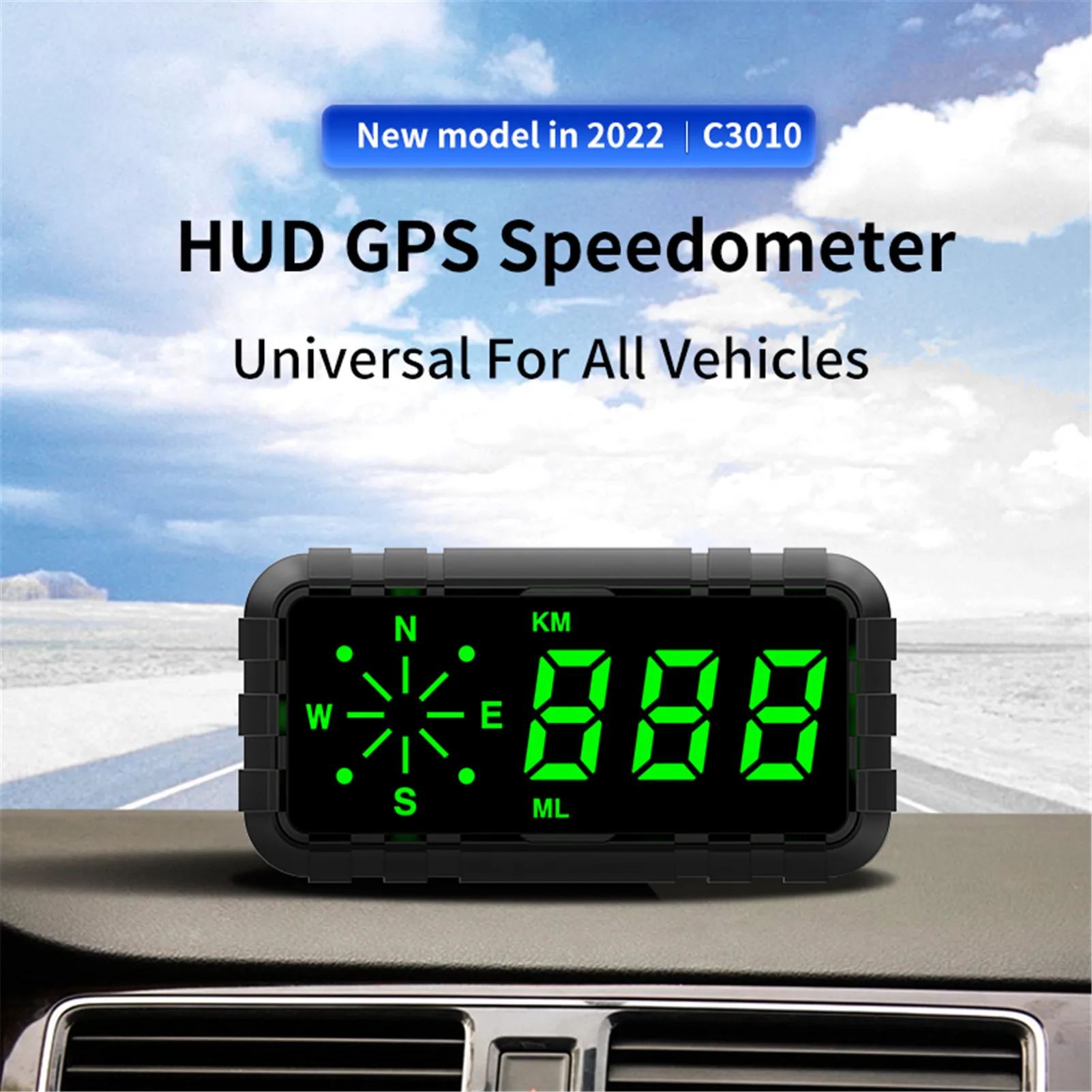 Universal Coche GPS HUD Head Up Display Digital De Velocidad mph/km/h Advertencia Alarma 