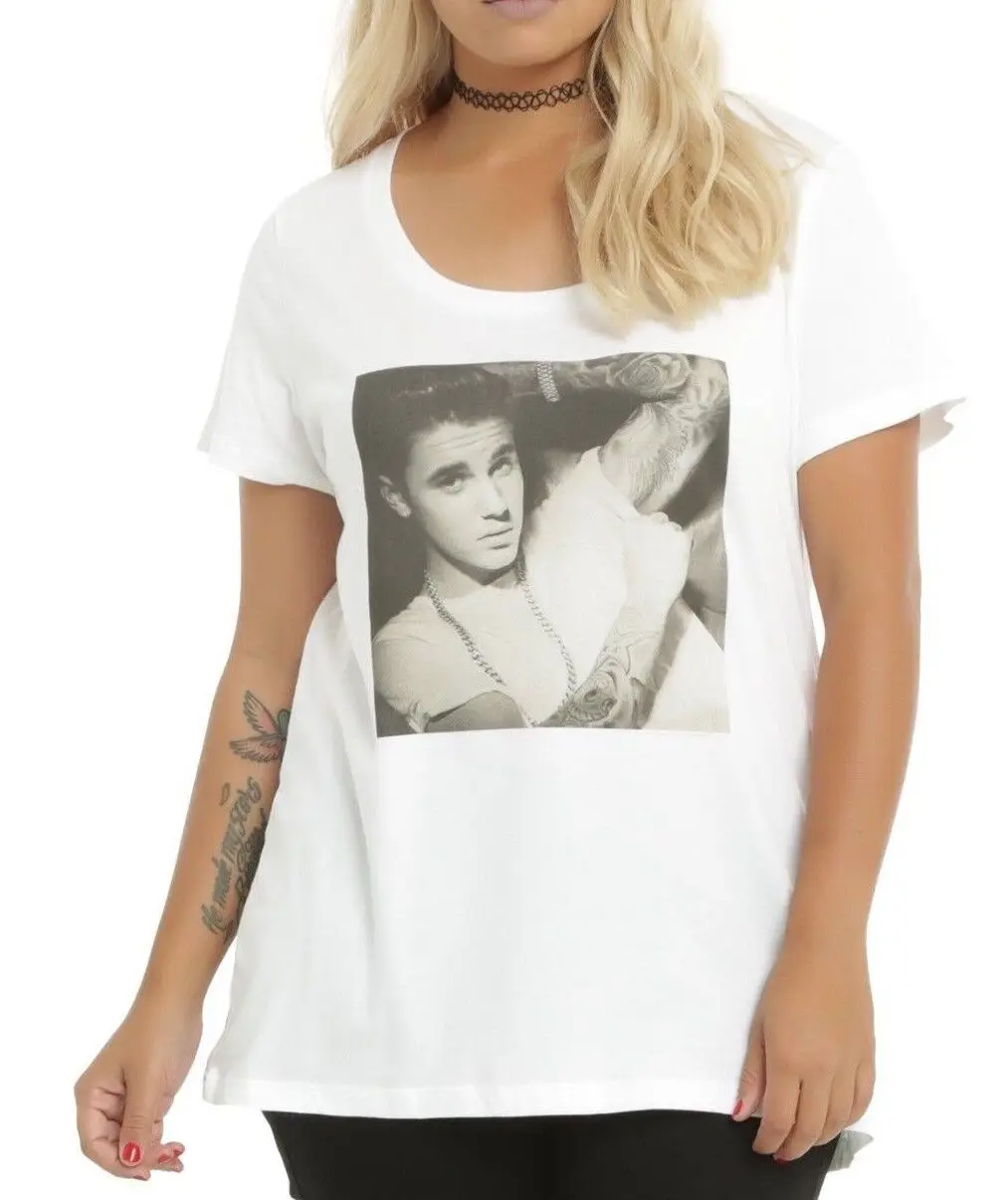 Torrid Justin Bieber T-Shirt Taglie Forti Da Donna Nuova Licenza E Ufficiale