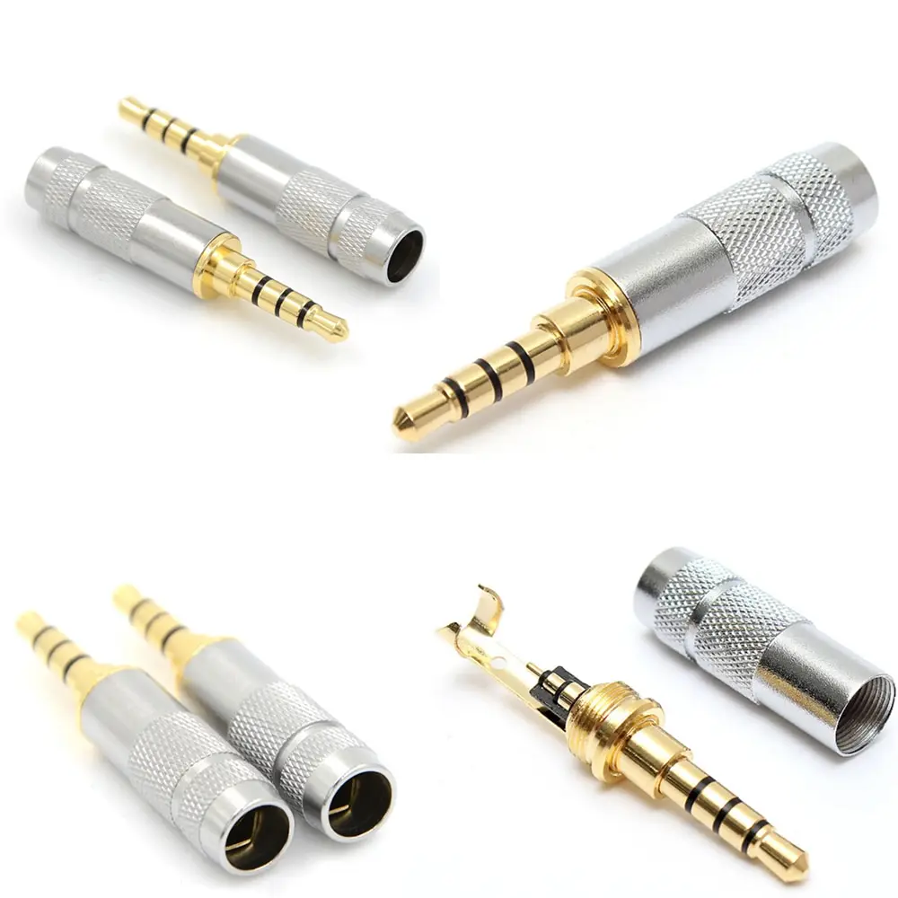 4 Pole 3.5mm Stereo Headphone Male Plug Jack Audio Solders Connector