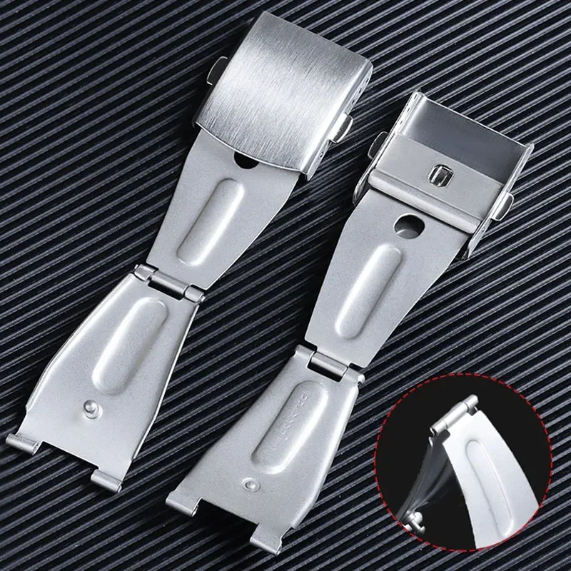 Fibbia Pieghevole A Farfalla In Acciaio Inox Per Cinturino Orologio - Misure 16-22 Mm