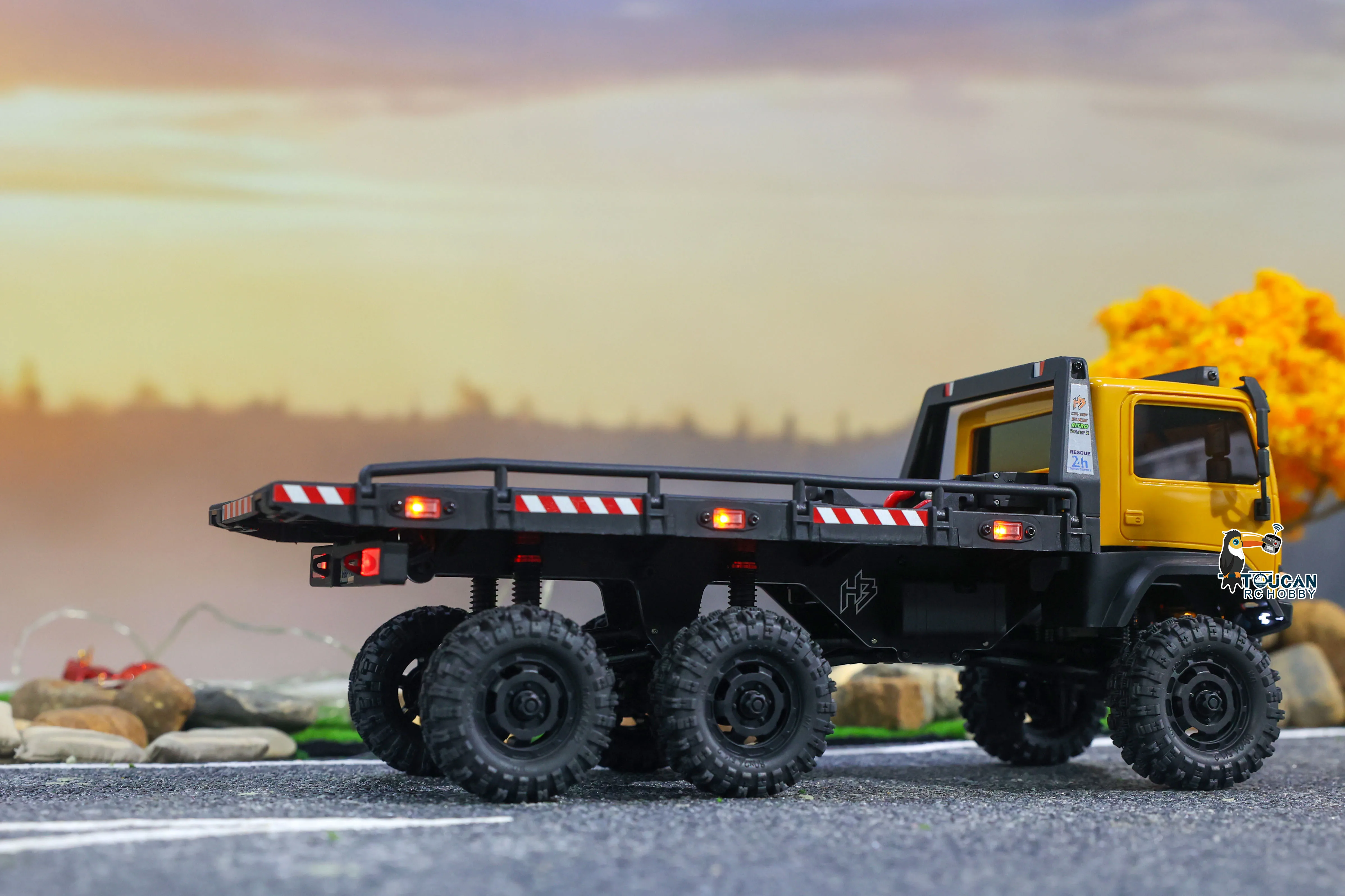 1/18 RC 크롤러 RTR 6x6 플랫베드 트럭 락카 하비 플러스 CR18P 무선 조종 오프로드 모델 2단 변속 차량 라이트