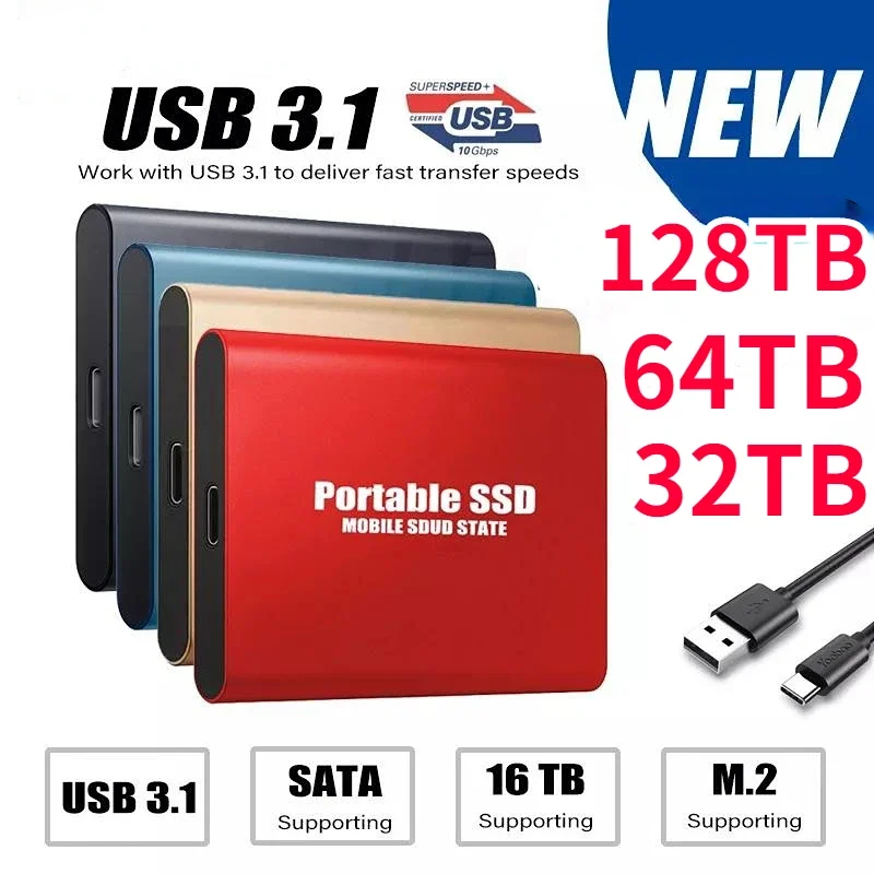 Nuovo Disco Rigido Esterno Portatile Da 2Tb Ssd 4Tb 16Tb Type-C Usb 3.1 Ad Alta Velocità 128Tb Hard Disk Di Archiviazione Esterna Per Laptop