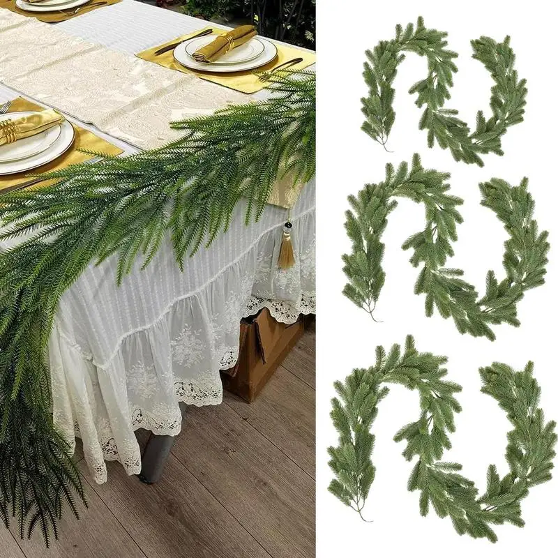 

Outdoor Christmas Garland Christmas Pine Needle Garland Artificial Green Garland for Home Mantel Table Center Porch Winter