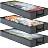3 Under Bed Storage Containers, Toy Organizers, Underbed Shoes Closet Foldable Storage Bags for Comforter/Clothes, with Handles 1