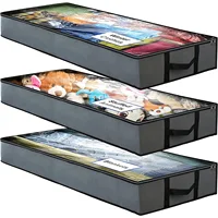 3 Under Bed Storage Containers, Toy Organizers, Underbed Shoes Closet Foldable Storage Bags for Comforter/Clothes, with Handles 1