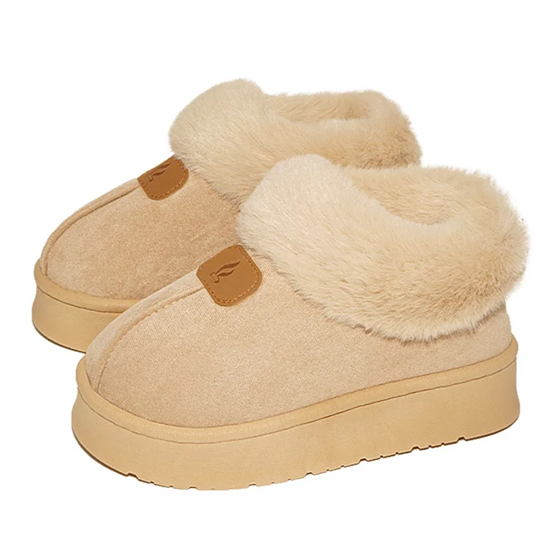 Boots Slip On Women's Boots For Winter Shoes Woman Ankel Boots Fur Snow Botas Mujer Elegant Women Winter Footwear Brown Booties