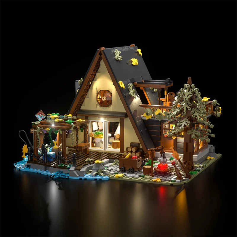 

Lighting hunting cabin model Jack and the Beanstalk building castle ornaments difficult educational building blocks toy gift