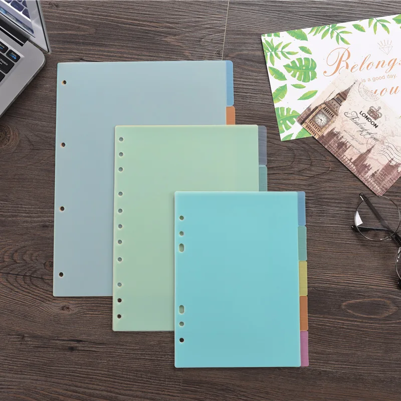 5 Pieces/Pack of A4/A5/A6/B5 Binder Index Dividers Loose-leaf Paper Planner Notebook Accessories Index Separator Pages notebook binder divider