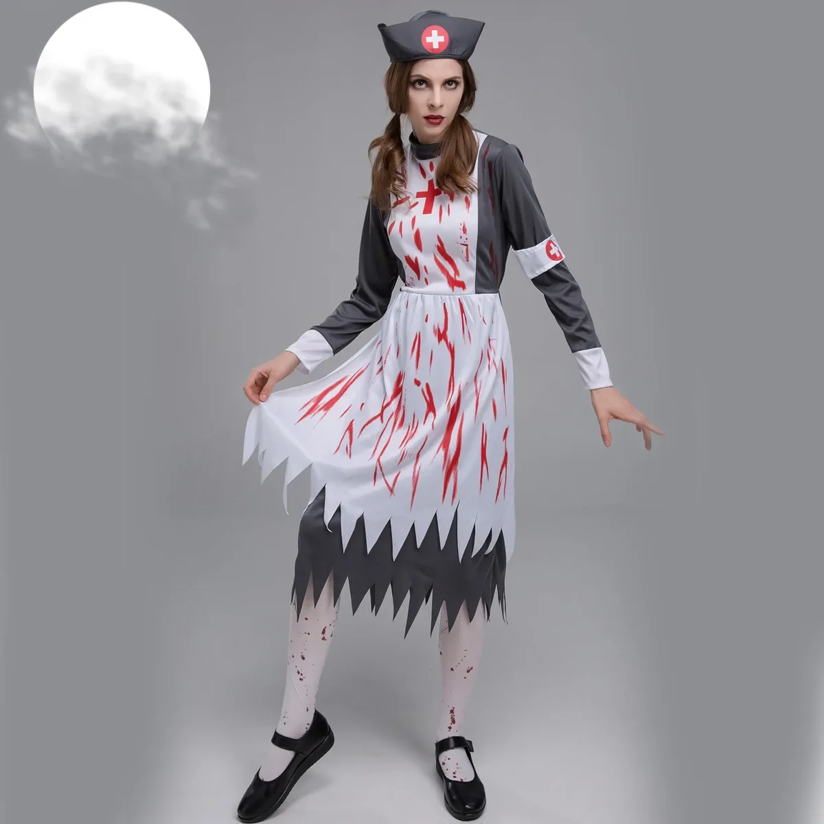 

Костюм вампира черного цвета на Хэллоуин, костюм монахини, священника, униформа персонажа зомби, костюм горничной для косплея, страшное платье доктора