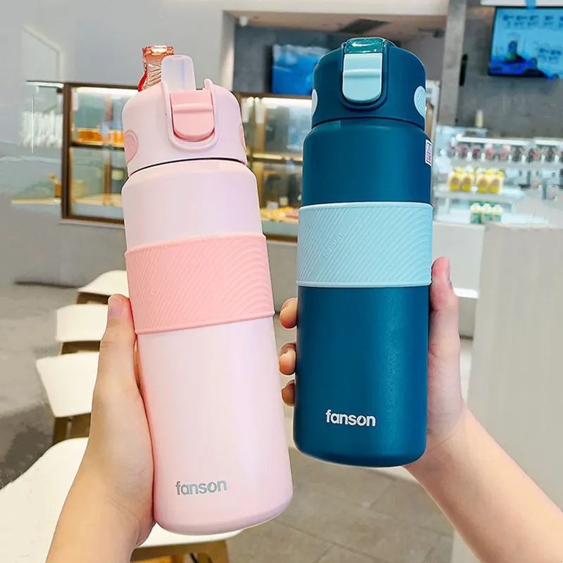 400ml Double Stainless Steel Thermos Mug With Straw Fashion Portable