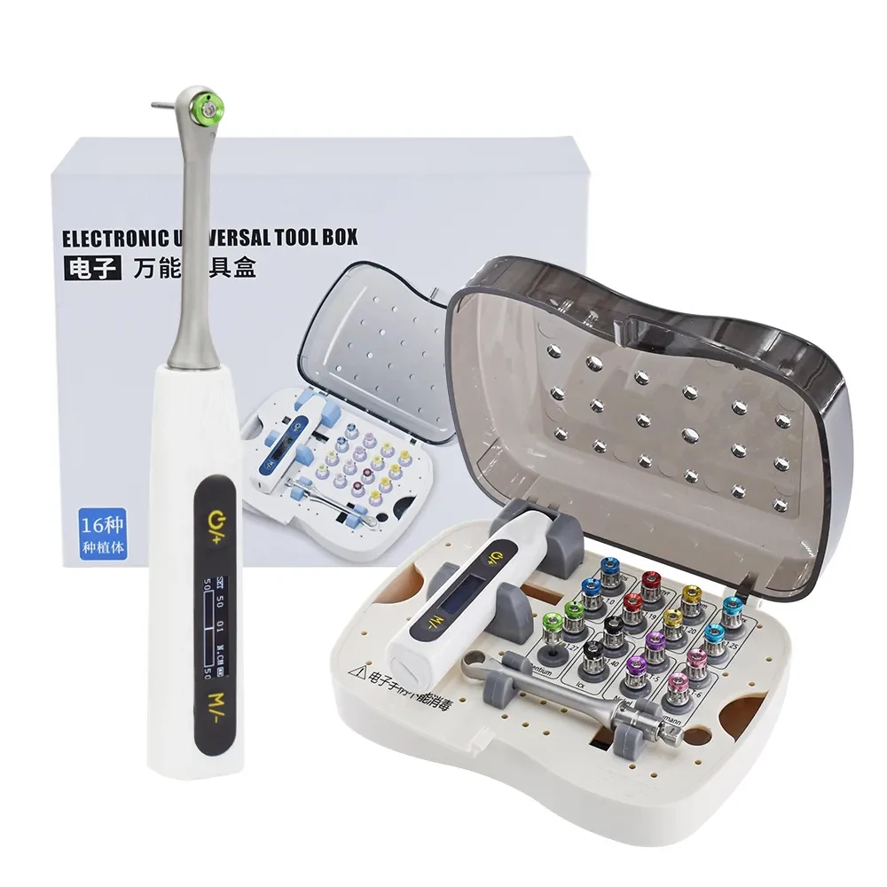 

Dental Electric Implant Torque Wrench Torque Driver Wrench Ratchet with 16Pcs Colorful Screwdriver Repair Tools Kit