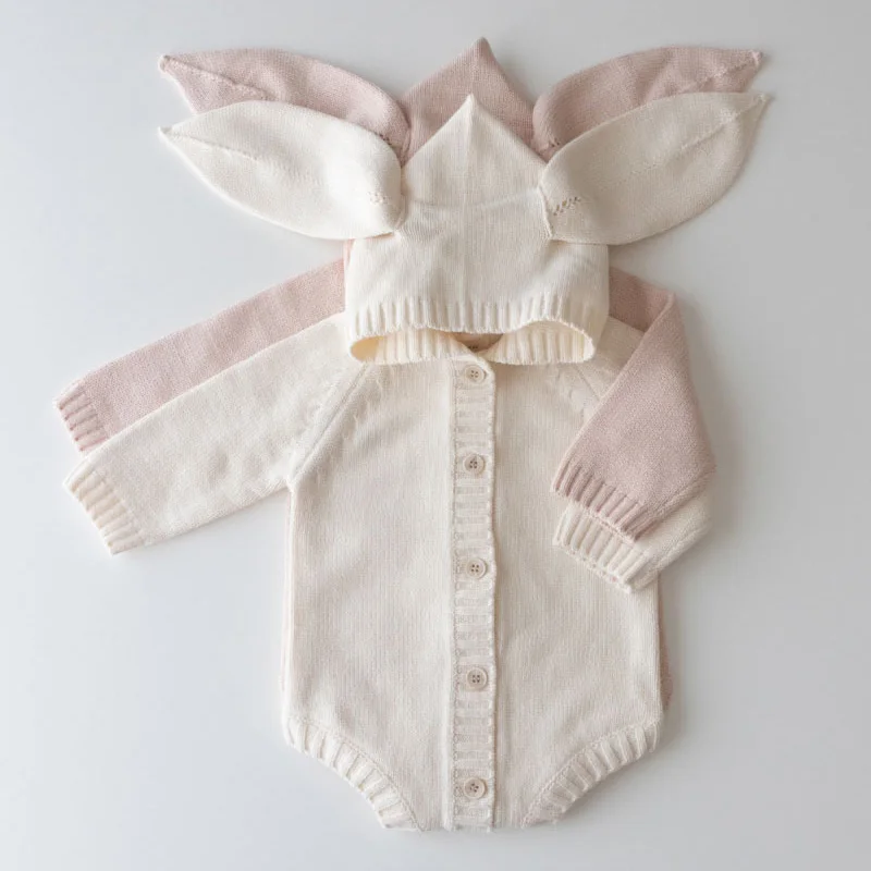 

Baby Clothes Toddler Knit One Piece Bunny Ear Bodysuit Toddler Outfit