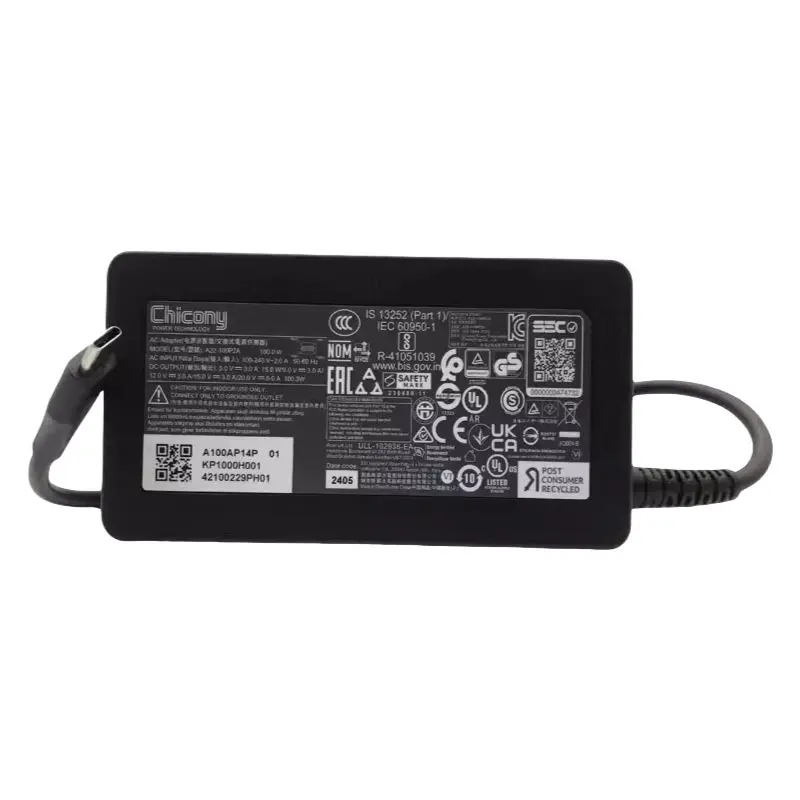 Chicony A22-100P2A 20V 5A 100W TYPE-C USB-C A100AP14P 노트북 전원 공급 장치 충전기용 AC 어댑터