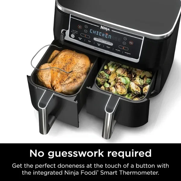 Ninja DZ550 Foodi 10 Quart 6-in-1 DualZone Smart XL Air Fryer with 2 Independent Baskets, Thermometer for Perfect Doneness 5