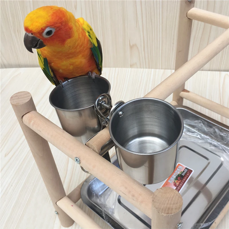 Cuenco De Acero Inoxidable Para Pájaros Con Soporte - Ideal Para Loros, Periquitos, Canarios Y Mascotas Pequeñas