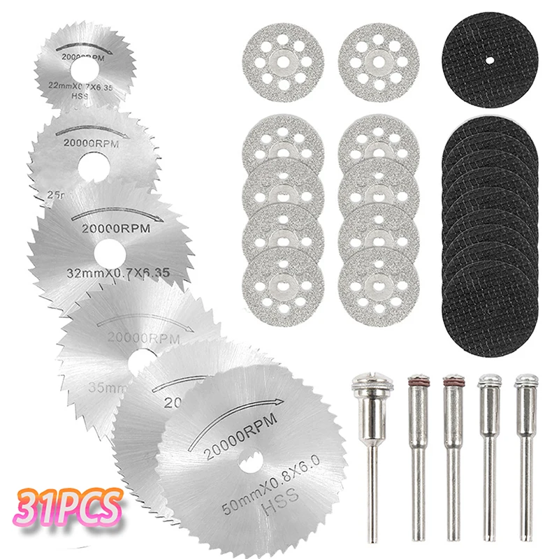 

Набор лезвий для мини-пилы из быстрорежущей стали, 31 шт., абразивные алмазные режущие диски, лезвия для циркулярной пилы, режущие диски, Алмазный роторный инструмент