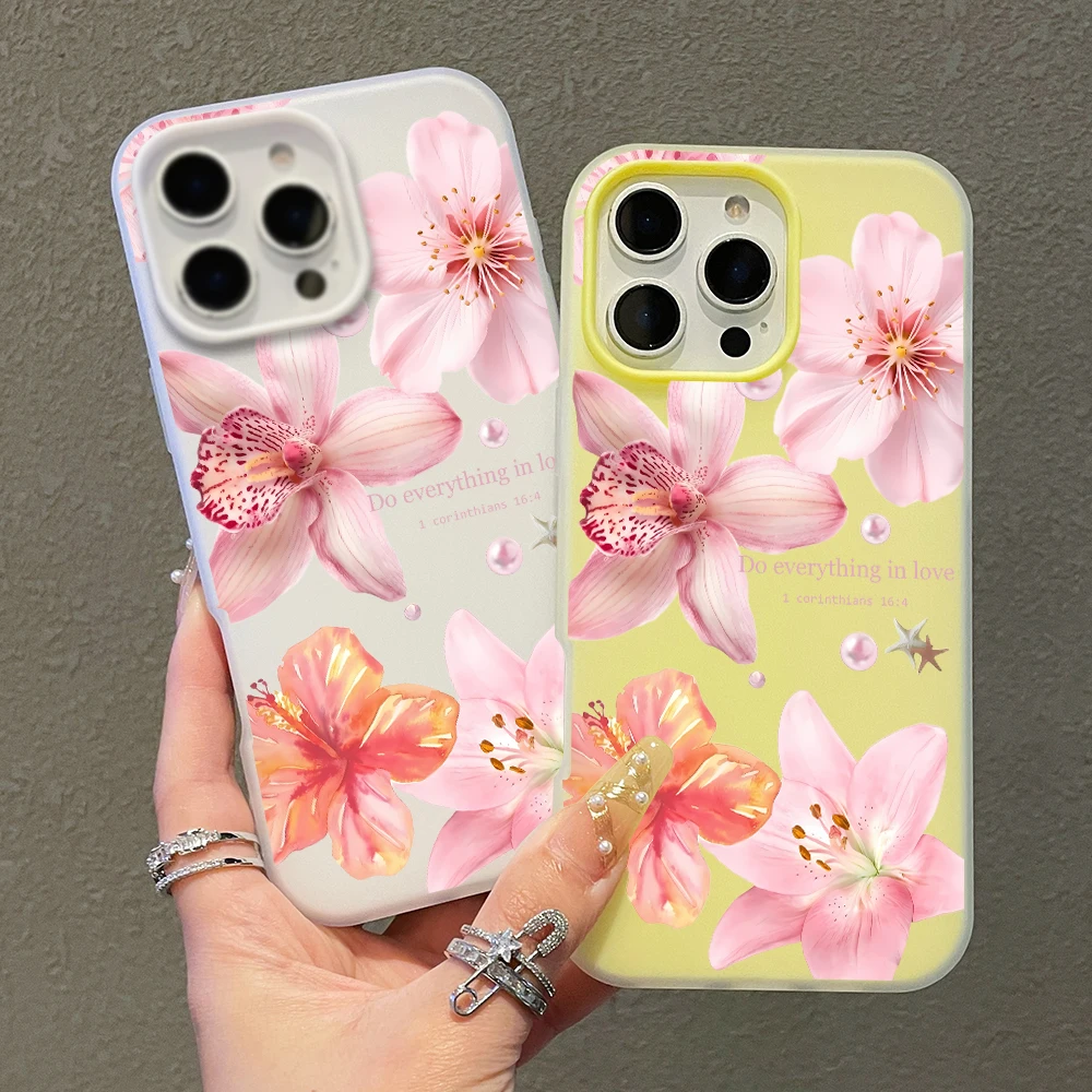 Pink Lily Flower Shockproof Phone Case - Elegant and Durable Cover