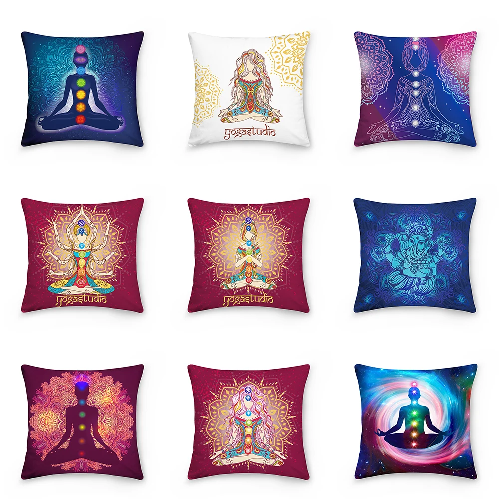 

Mandala Meditation Chakra Cushion Cover Polyester Throw Pillows Sofa Home Decor Decorative Decoration Pillowcase