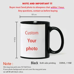 Customized Photo Mug - Personalized Gift for Family, Kids, Pets, or Special Occasions (FULL BLACK MUG)