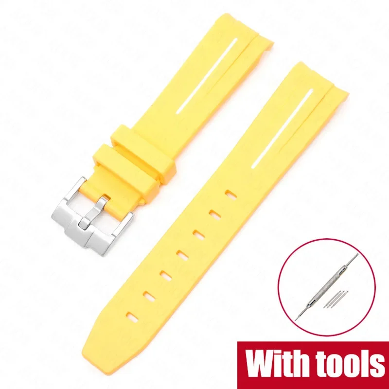 Curved End Silicone Sport Watch Band - Soft Rubber Strap 20mm