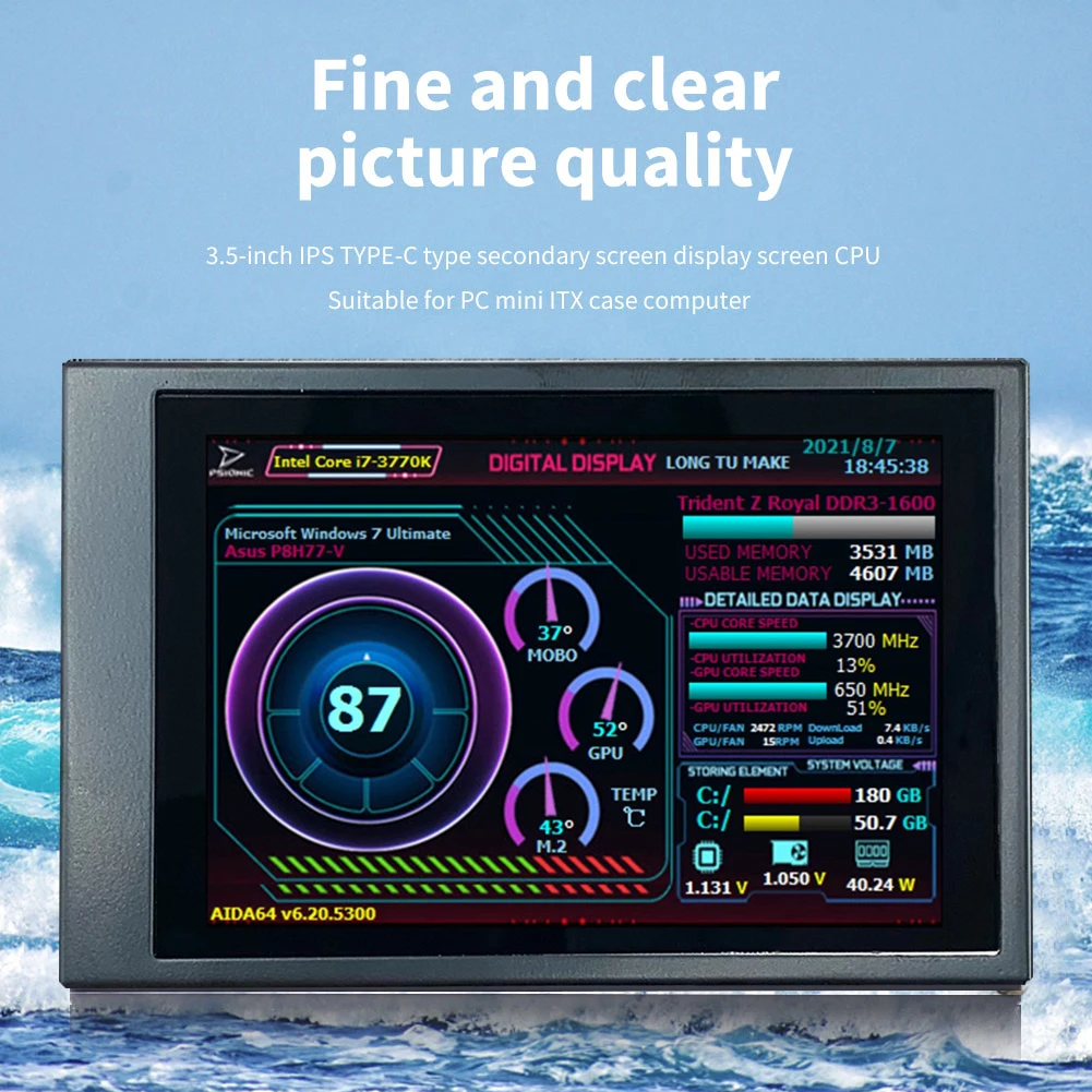   ǻ ITX PC ̽ ÷ ũ , 3.5 ġ, 2 USB C Ʈ, AIDA64  ȭ, IPS H35PRO
