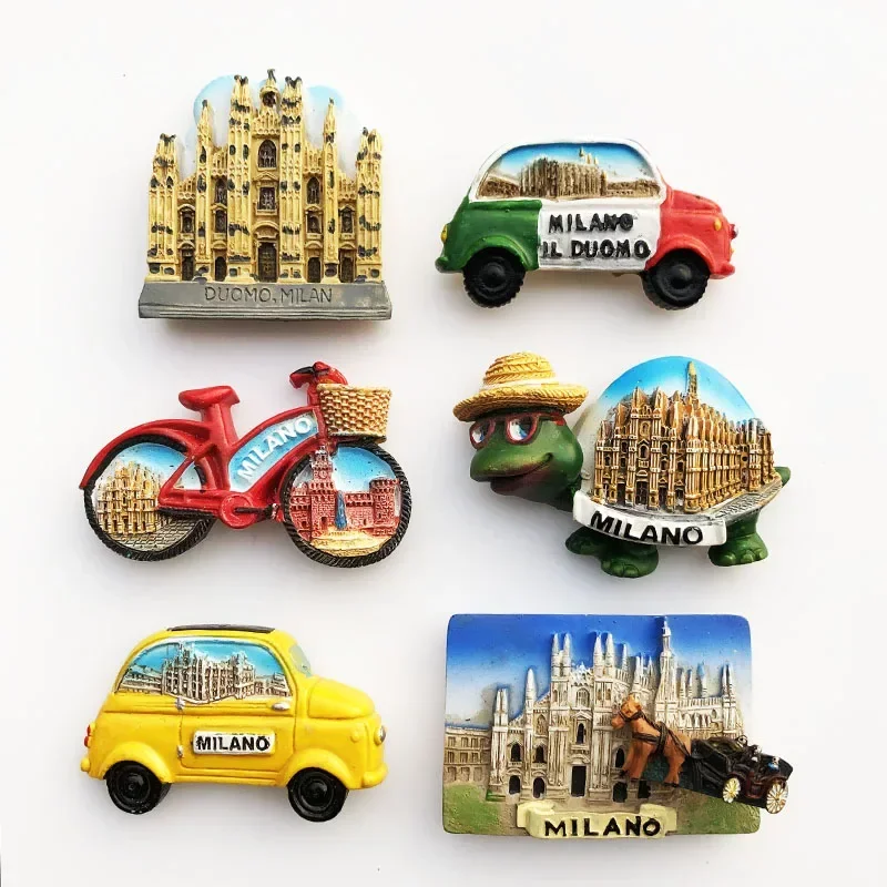 

Milan Fridge Magnets Italy Landmark Tourism Memorial Decorative Crafts Turtles Bus Bike Magnet Fridge Magnets Home Decoration