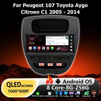 Autoradio Multimediale con GPS per Peugeot 107, Toyota Aygo, Citroen C1 2005 - 2014, Android 16, Auto Carplay, DSP 9.3''