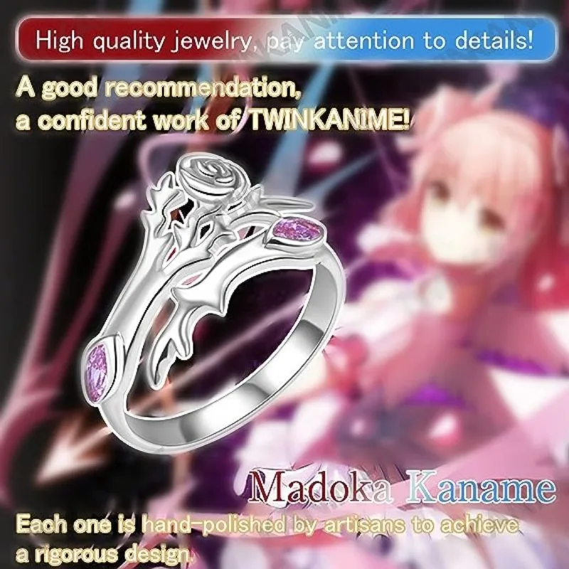 

Кольцо Puella Magi Madoka S925 с гравировкой, модные ювелирные изделия, аниме ювелирные изделия, подарок для нее, подарки для мальчиков и девочек