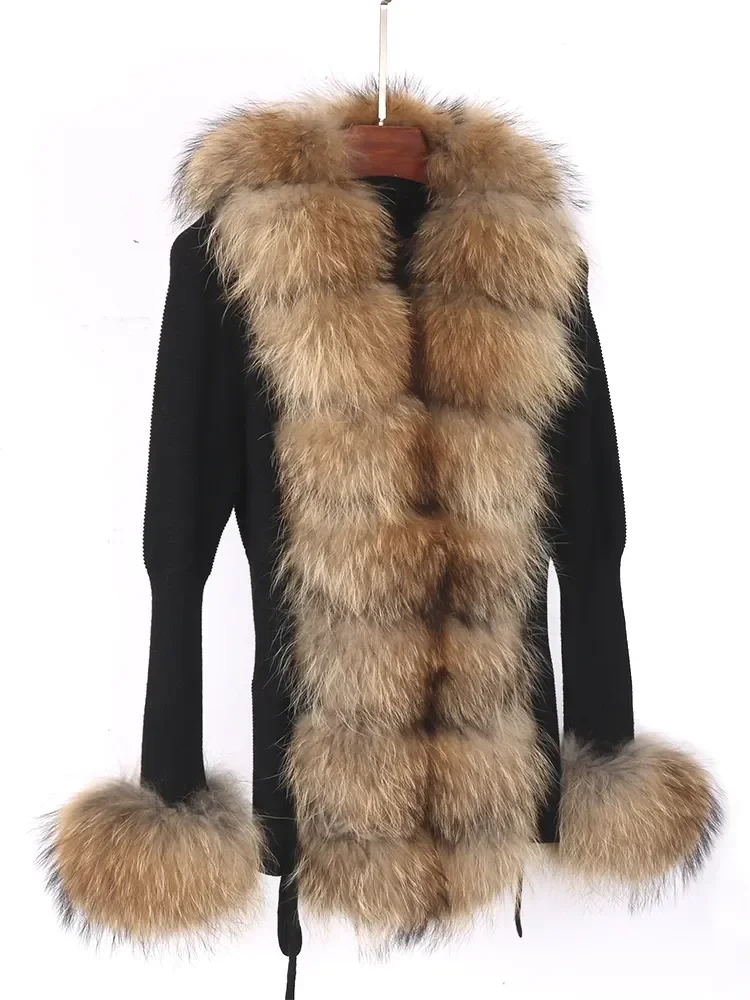 Description Picture 3 of itemHot Sales Lady Knitwear Autumn Winter Sweater Women Real Fox Fur Coat Knitted Cardigans with Natural Fur Fashion Streetwear