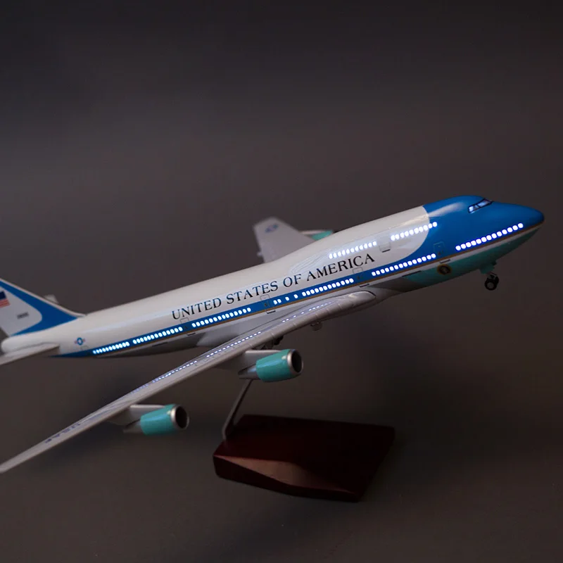 Modèle D'avion Air Force One Boeing 747 à L'échelle 1:150, 47 Cm De Long, Lumières LED, Résine
