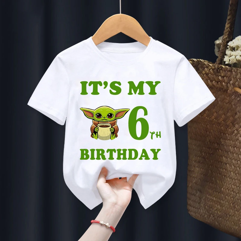 Yoda Children T-Shirt Birthday Number Girl Boy Kawaii Cartoons Cinderella Clothes Kid Tee Shirt Little Baby Casual Top