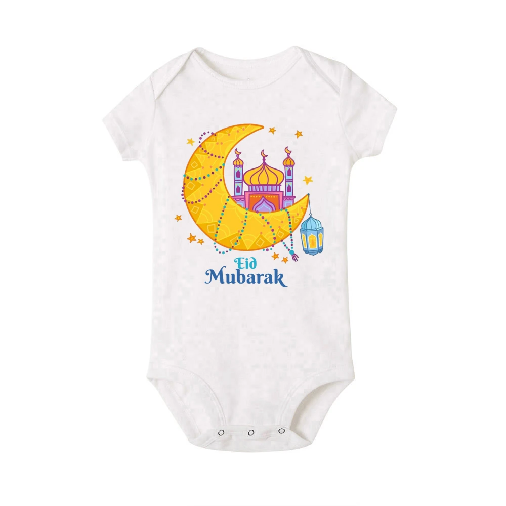 Eid Mubarak Moon Print Family Matching Shirts Eid Ramadan Dad Mom Kids Baby Outfit Islamic Muslim Infant Holiday Family T-shirt 6