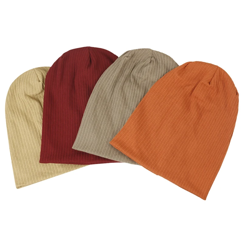 Women Spring Autumn Candy colors Ribbed Beanie Fashion Stretch Slouchy Caps Ladies Female Knitted Stripes Skullies Bonnets Hat 3