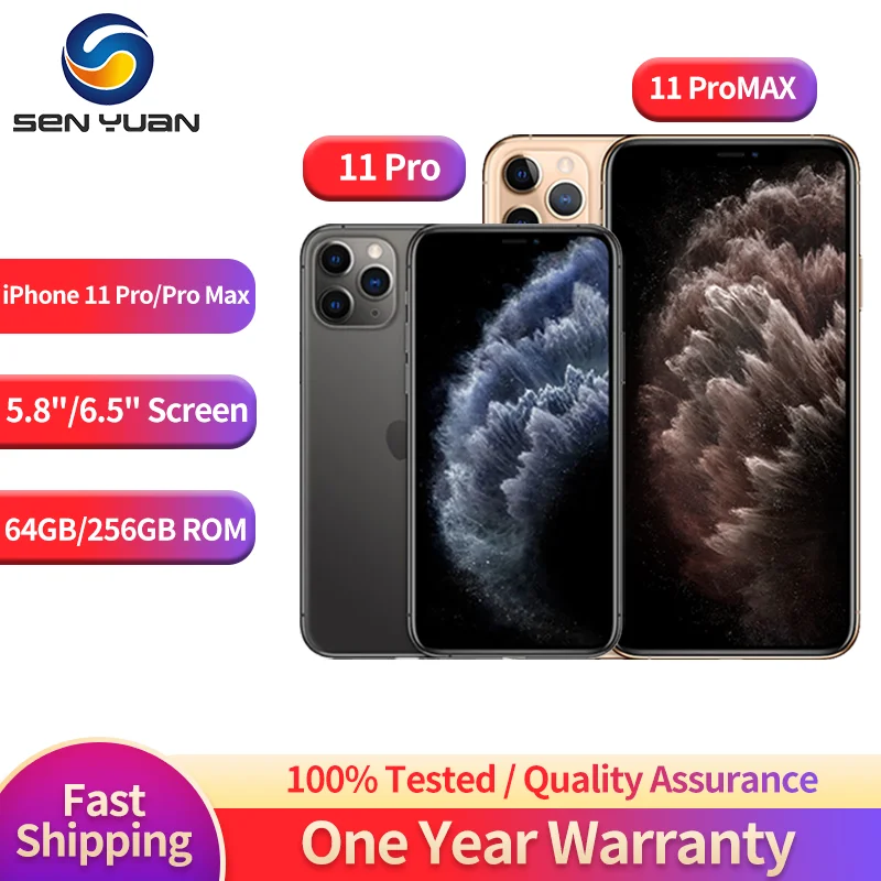 

Original Apple iPhone 11 Pro / Max ProMax 64GB 256GB ROM 5.8'&6.5' Genuine OLED Face ID A13 4G 98% New Unlocked Cell Phone