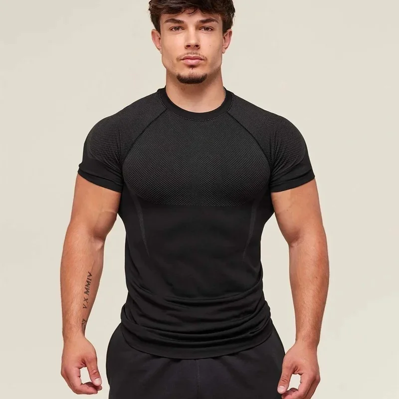 2025 Summer Compressed shirt Men's Running T-Shirt Quick Dry Sports Tight Fitness Training T-Shirt Men Workout shor-sleeve Tops 5