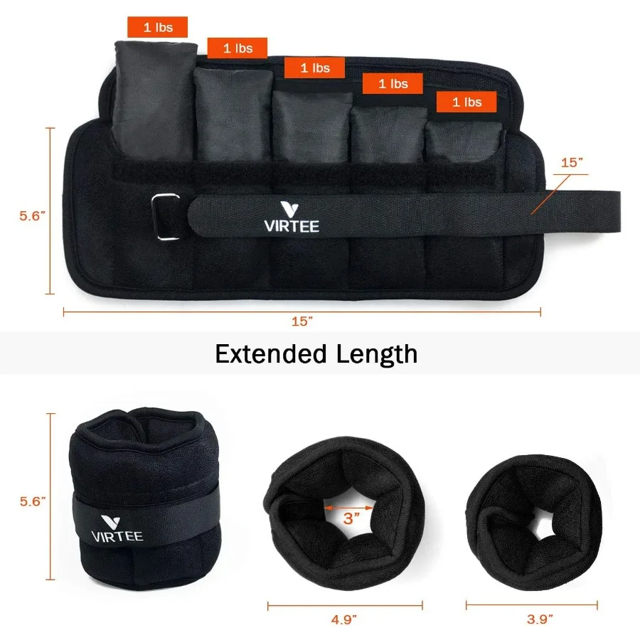 Adjustable Ankle Weights,10 lbs Pair ( 5 lbs per pack ) Arm Leg Weights Set for Men and Women, Weighted Ankle Weight for Jogging