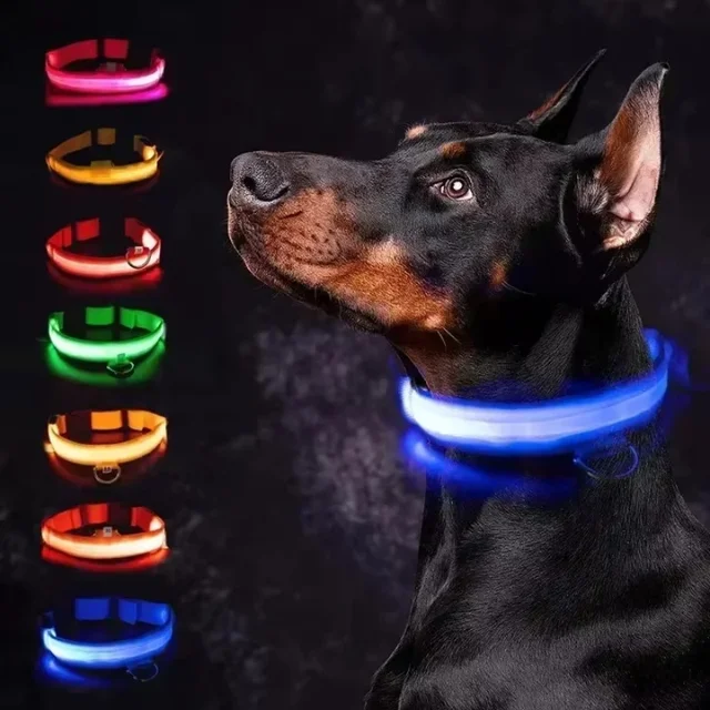 USB Rechargeable LED Dog Collar Flashing Safety Light Adjustable Night Visibility with3 Modes Waterproof for Small to Medium Do