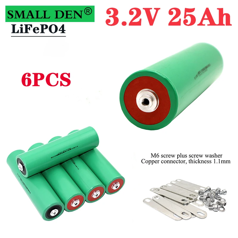 

6pcs brand new 3.2V 25Ah Lifepo4 battery 10C continuous discharge battery diy 12v 24v electric vehicle scooter tricycle solar