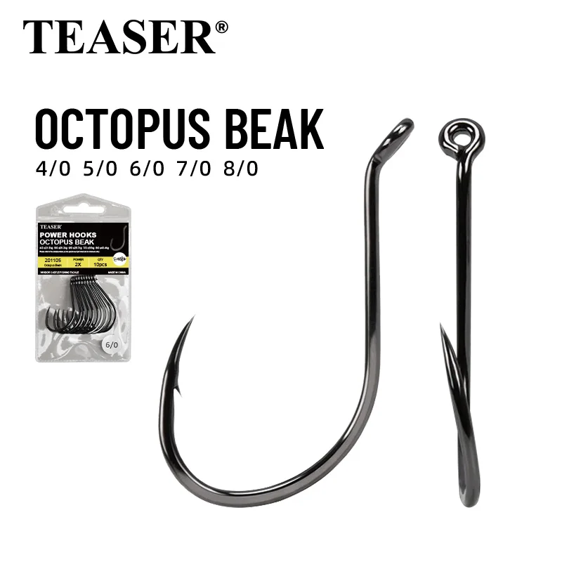 black carbon steel fish hooks Size 8 Fishing Hooks Luengo 50pc 8299 Octopus Circle Fishing Hooks