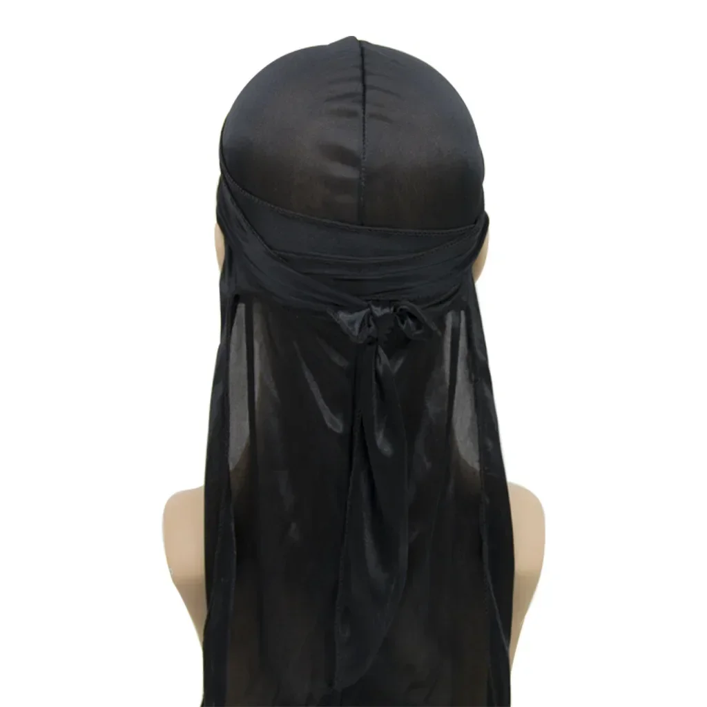 Unisex Silky Durags Bandanas Turban Hat Wigs Doo Men Satin Durag Biker Headwear Headband Hair Accessories Extra Long Tail Du-Rag 5