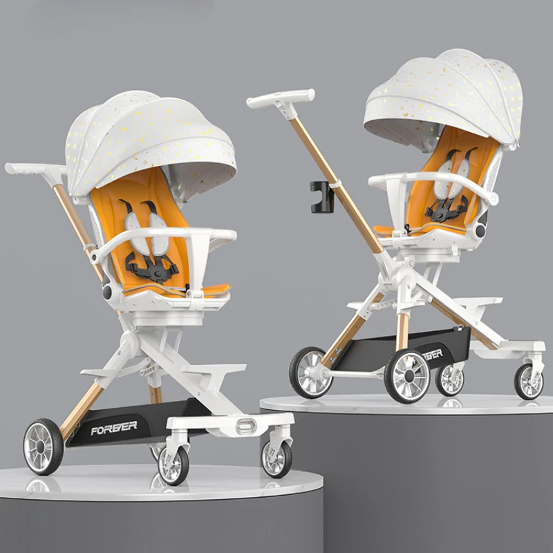 Lightweight Baby Stroller Foldable High Landscape Baby Carriage Multifunctional Stroller With music player and Night lighting baby stroller