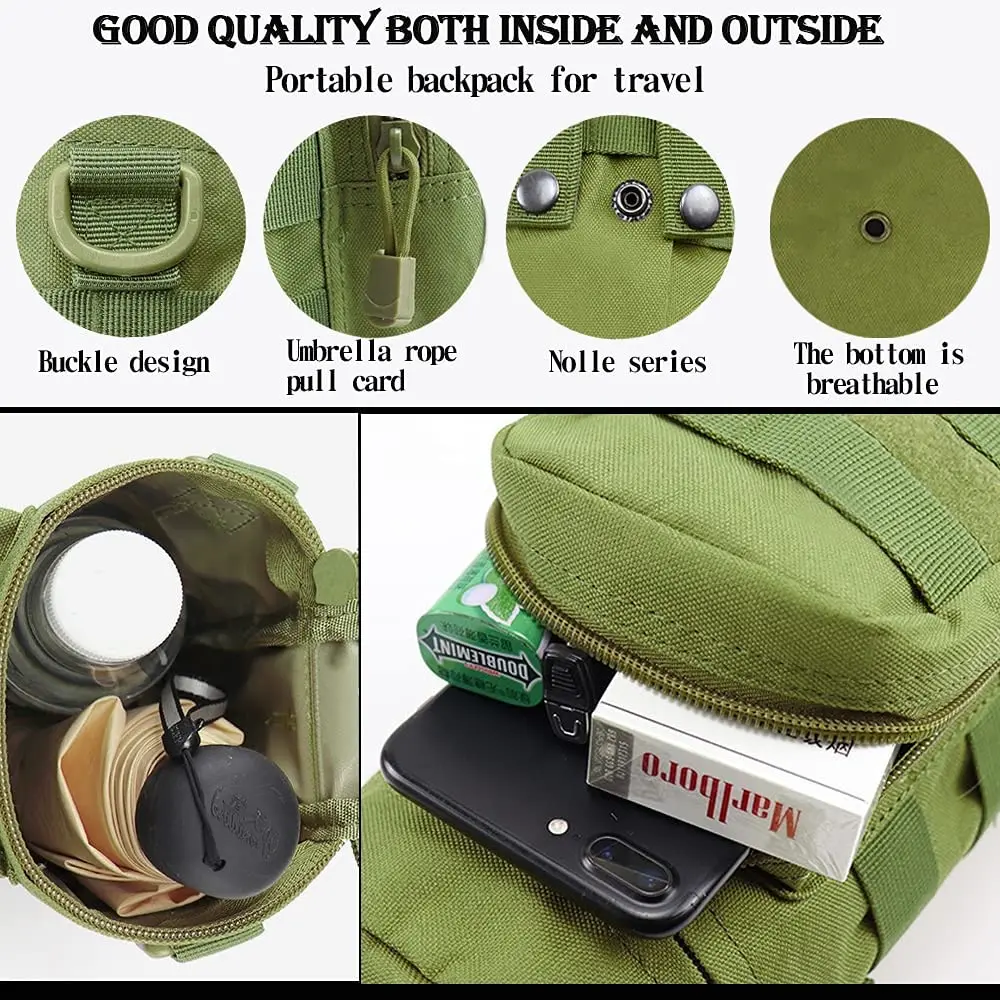 Tactical Molle Water Bottle Pouch Outdoor Sport Hydration Carrier Bag Nylon Travel Kettle Pack with Shoulder Strap 6