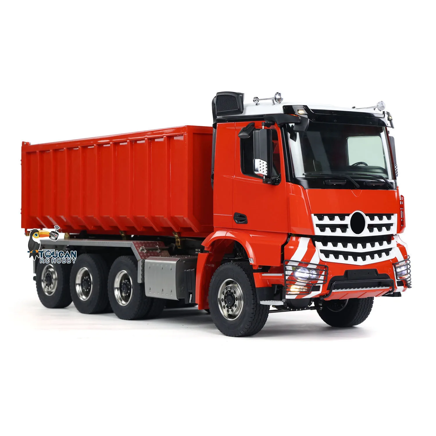 Toys Metal 1/14 8x8 RC Hydraulic Dumper Roll Off Dump Truck 3363 Rear Axle Steering 3 Speed Transmission Light Sound Tipper Gift 3