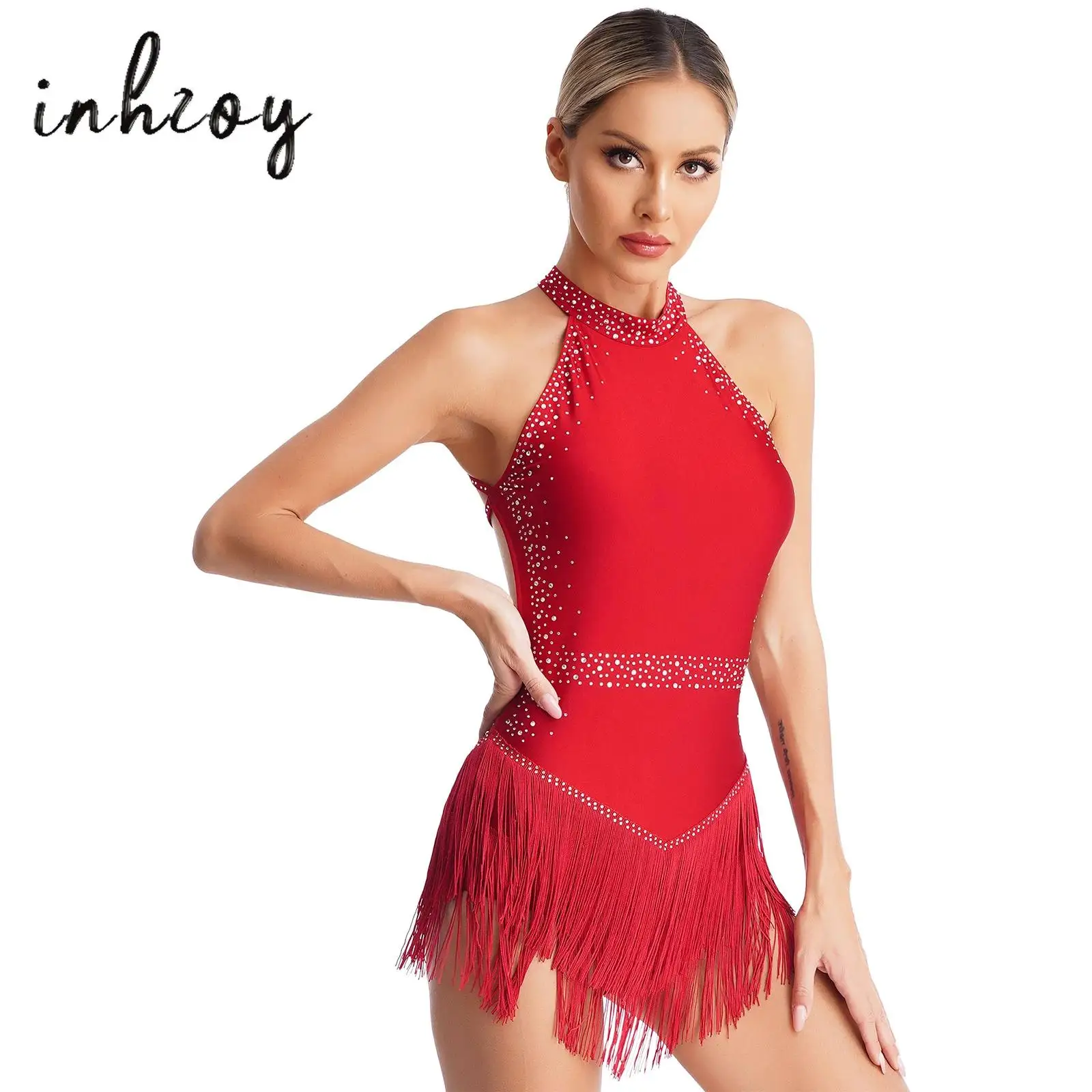 Womens rhinestone dance bodysuit costumes - België